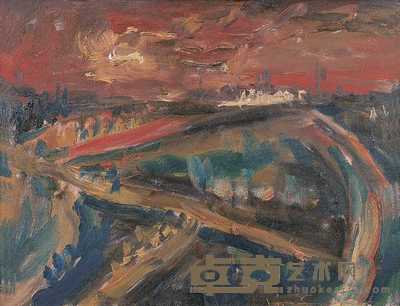 庄午 2002年作 初夜的高速公路 46×60cm